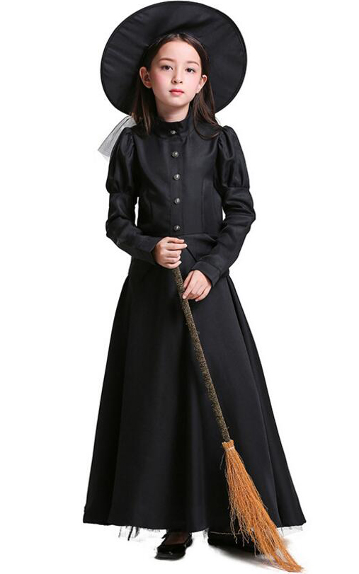 F68182 Hot Sale Girls Witch Costume, Halloween Children Classic Witchy Dress Up